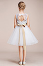Satin Waistband Lace Sleeveless Flower Girl Dress