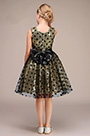 Robe de Fille Courte Doré & Point Noire