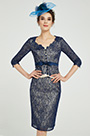 Blue Floral Lace Mother of the Bride Party Dress