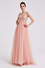 V Cut Beaded Tulle Evening Party Dresses