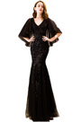 Sexy V-Cut Black Sequins Mermaid Party prom Gown