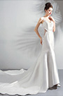 Sexy V-Cut Sheer Back Long Train Party Wedding Dress