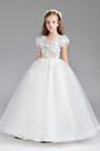 Lace Short Sleeves Wedding Flower Girl Party Dress