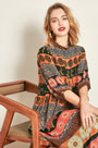 Classic Silk Long Sleeves Printed Tunic Dress