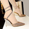 Women's Elegant Sequins Buckle High Heel Sandals Shoes