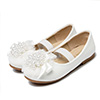 Girl's Round Toe Buckle Leather Flat Flower Girl Dance Shoes