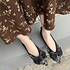 Women Bow-knot Squins Toe Closed Pointed Flat Shoe