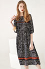 Silk Round Neck Printed Dress Day Dress