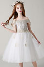 Off Shoulder Lace Wedding Flower Girl Dress