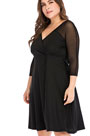 Sexy Plus Size V-cut Sheer Top Cocktail Dress Party Dress