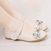 Girl's Gold & Sliver Round Toe Leather Flat Dance Shoes
