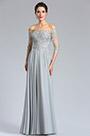 Long Sleeves Grey lace Formal Evening Dress