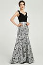 Elegant Velvet&Print Straps Evening Dress Prom Gown