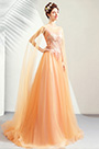 Orange Elegant Long Tulle Bride Wedding Dress