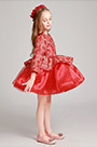 Robe Pour Fille Courte Rouge Avec 3/4 Manches