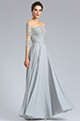 Long Sleeves Grey lace Formal Evening Dress