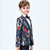 Boys Print One Button Closure Suits Show Tuxedo