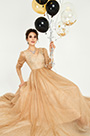 New Fashion Gold-Brown Shiny Formal Evening Dress