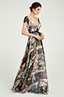 tiefen V-Ausschnitt Blumen Print Party Kleid