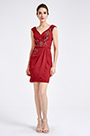 Burgundy Embroidery Short Cocktail Dress