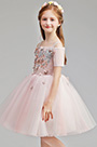 Dressit Robe Pour Petite Fille Rose à Epaules Dénudées