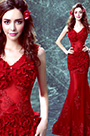Rote Blume Meerjungfrau Formelles Partykleid