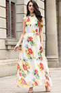 Sleeveless Chiffon Prined Holiday Dress