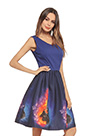 V-cut Printed Day Dress Cotalk Dress