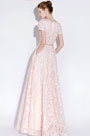 Robe de Soirée Rose Clair à Manches Courtes
