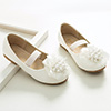 Girl's Round Toe Buckle Leather Flat Flower Girl Dance Shoes