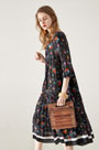 Round Neck Silk Summer Dress Printed Dress