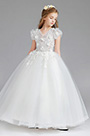 Lace Short Sleeves Wedding Flower Girl Party Dress
