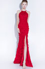 Sexy Halter Red High Slit Evening Party Dress