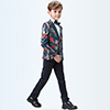 Boys Print One Button Closure Suits Show Tuxedo