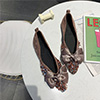 Women Bow-knot Squins Toe Closed Pointed Flat Shoe