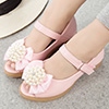 Girl's Bowknot Open Toe Leather Flat Flower Sandals Shoes