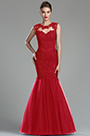 Sparkly Red Beaded Lace Evening Dress