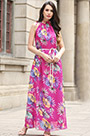 Sleeveless Chiffon Prined Holiday Dress