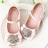 Girl's Round Toe Leather Buckle  Flat Flower Dance Shoes