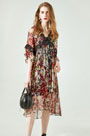 Silk Short Sleeves Printed Dress Summer Dress