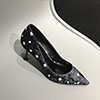 Women's Suede Spot Pattern Toe Closed High Heels Shoes