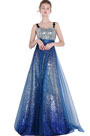 Blue Straps Sequins Long Party Formal Dress