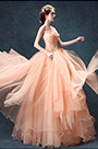Robe de Bal Orange En Tulle Avec Boderie