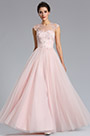 Illusion Neckline Beaded Tulle Prom Evening Dress