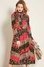 Silk Mini-long Printed Dress Day Wear