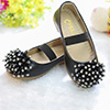 Black Girl's Round Toe Leather Flat Flower Girl Shoes