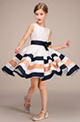 Streifen Hochzeit Blumenmädchen Partykleid
