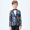 Boys Print One Button Closure Suits Show Tuxedo