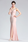 Розовый без рукавов Длинные раскол Пром платье
