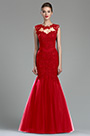 Sparkly Red Beaded Lace Evening Dress